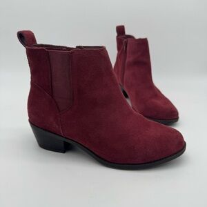 Vionic Roseland Shiraz Red Suede Leather Bootie Size 7.5